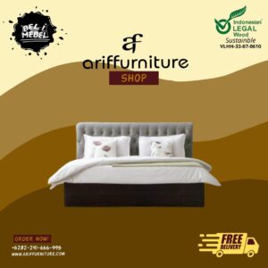 Tempat Tidur Kayu Minimalis dengan Head Bord Jok